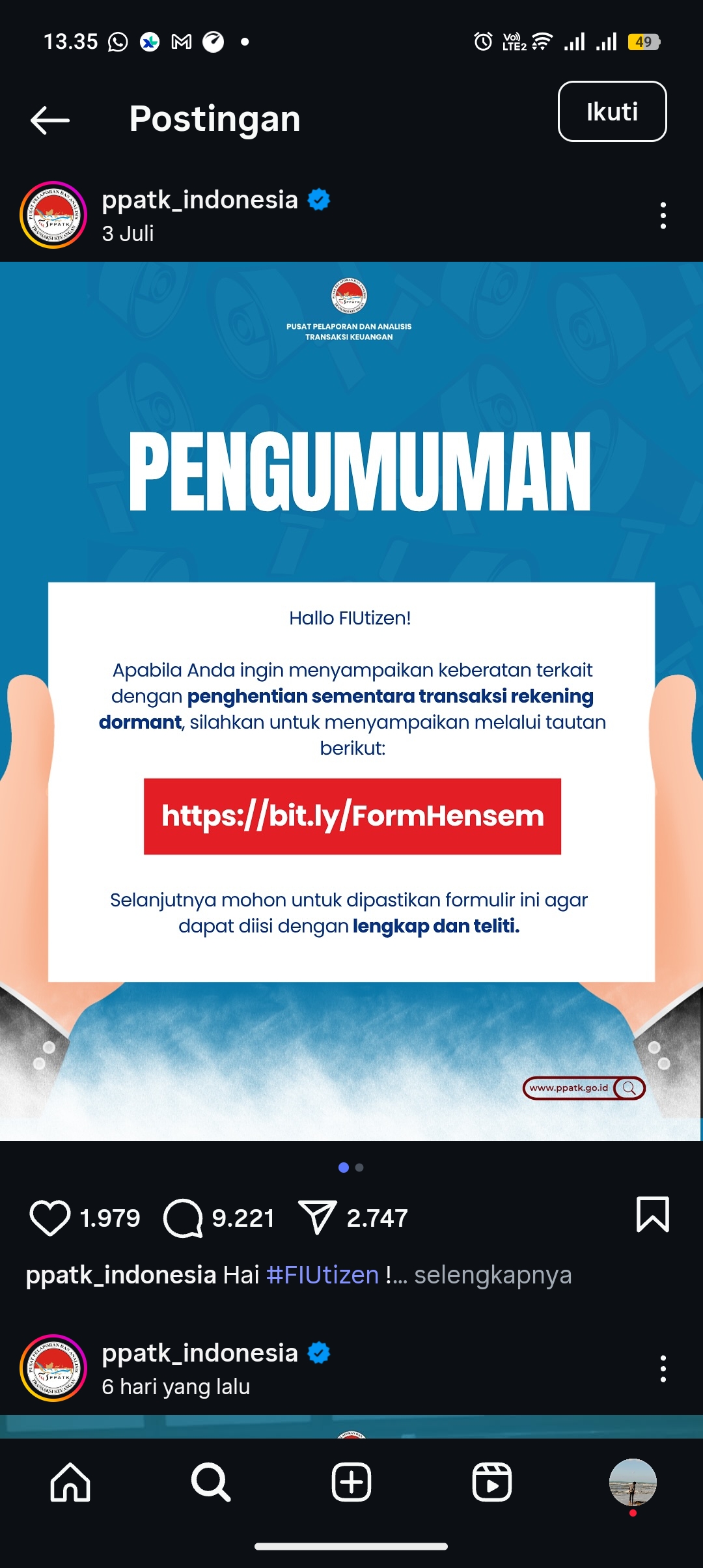 Uangahan resmi PPATK terkait pemblokiran rekening