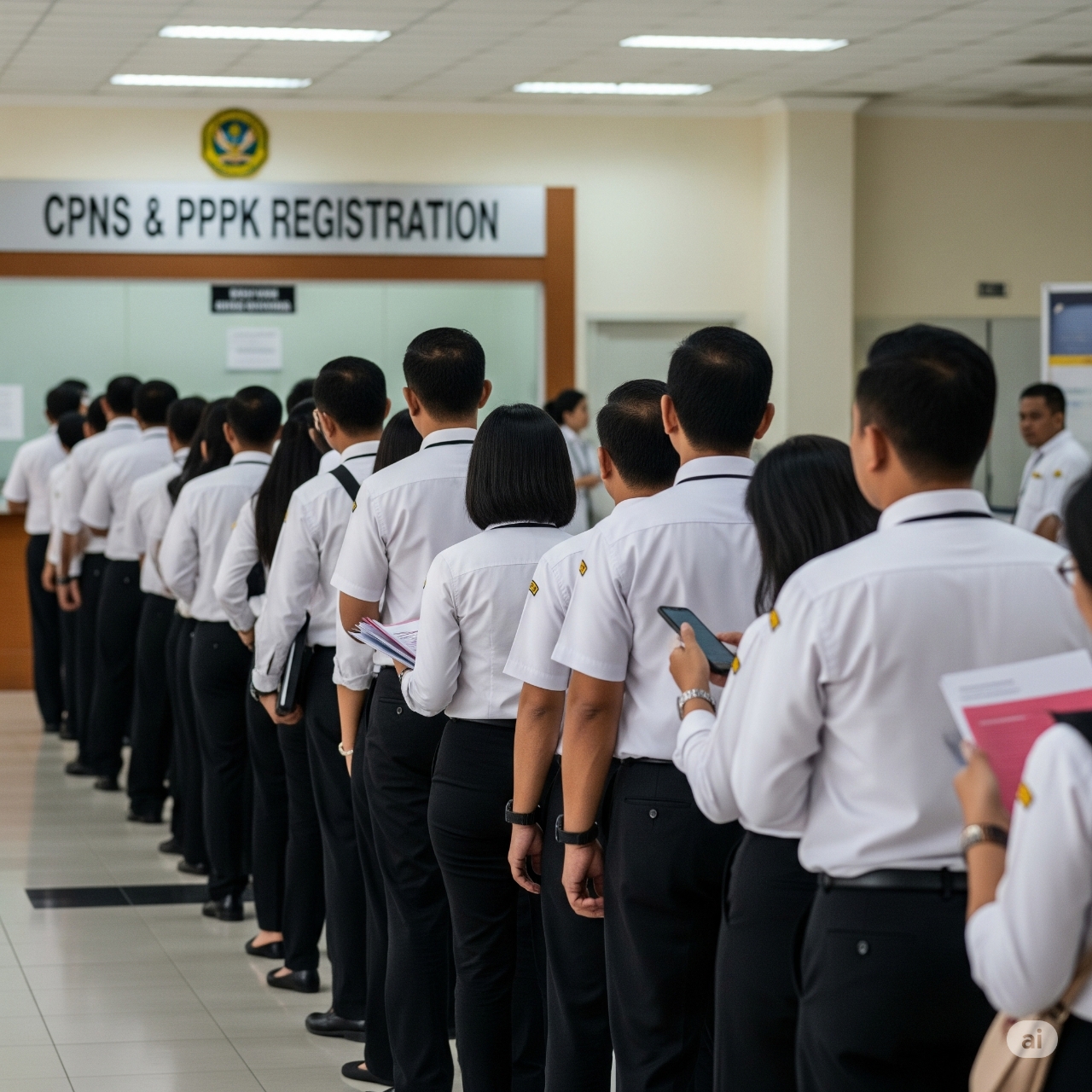 Antrian panjang seseorang sedang mendaftar seleksi PPPK dan CPNS 2025