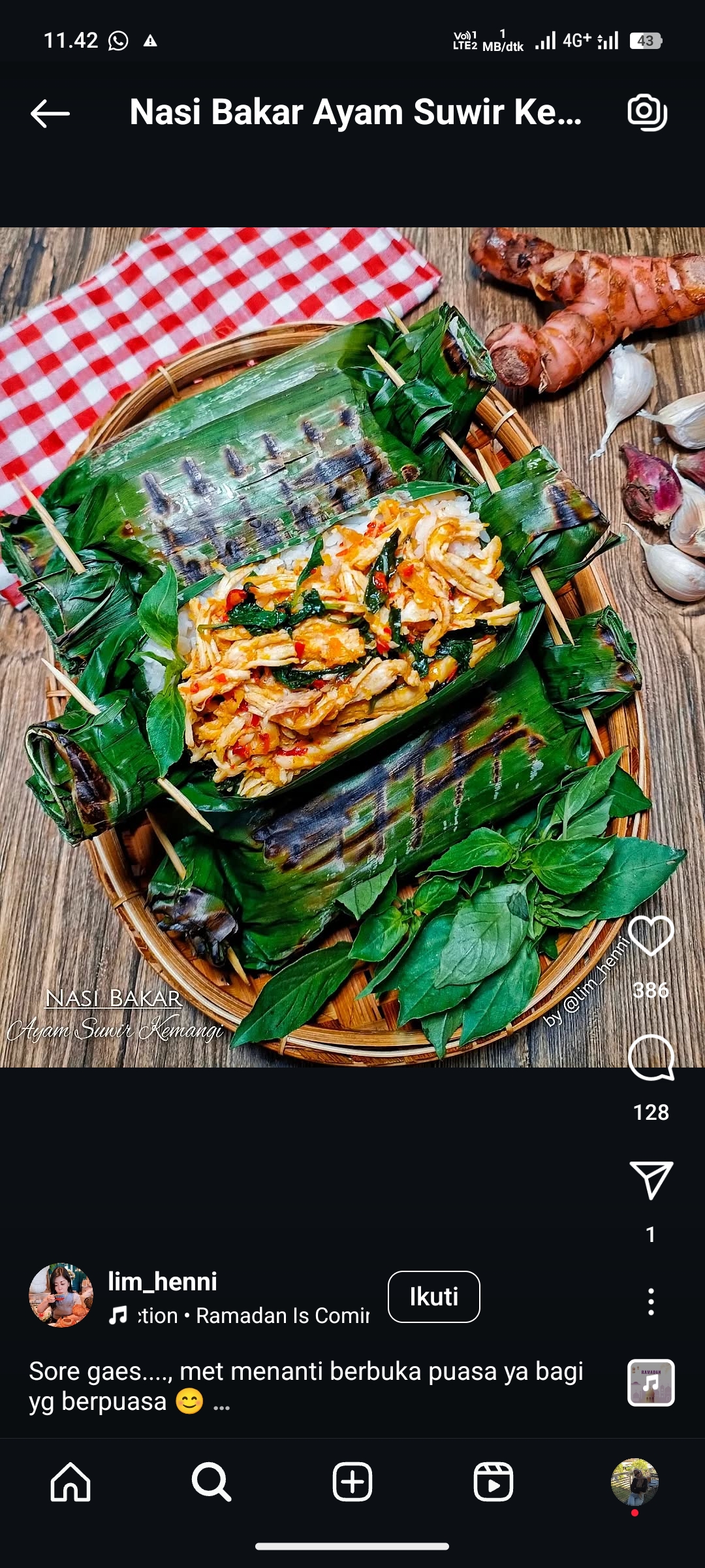Nasi Bakar Ayam Suwir Kemangi