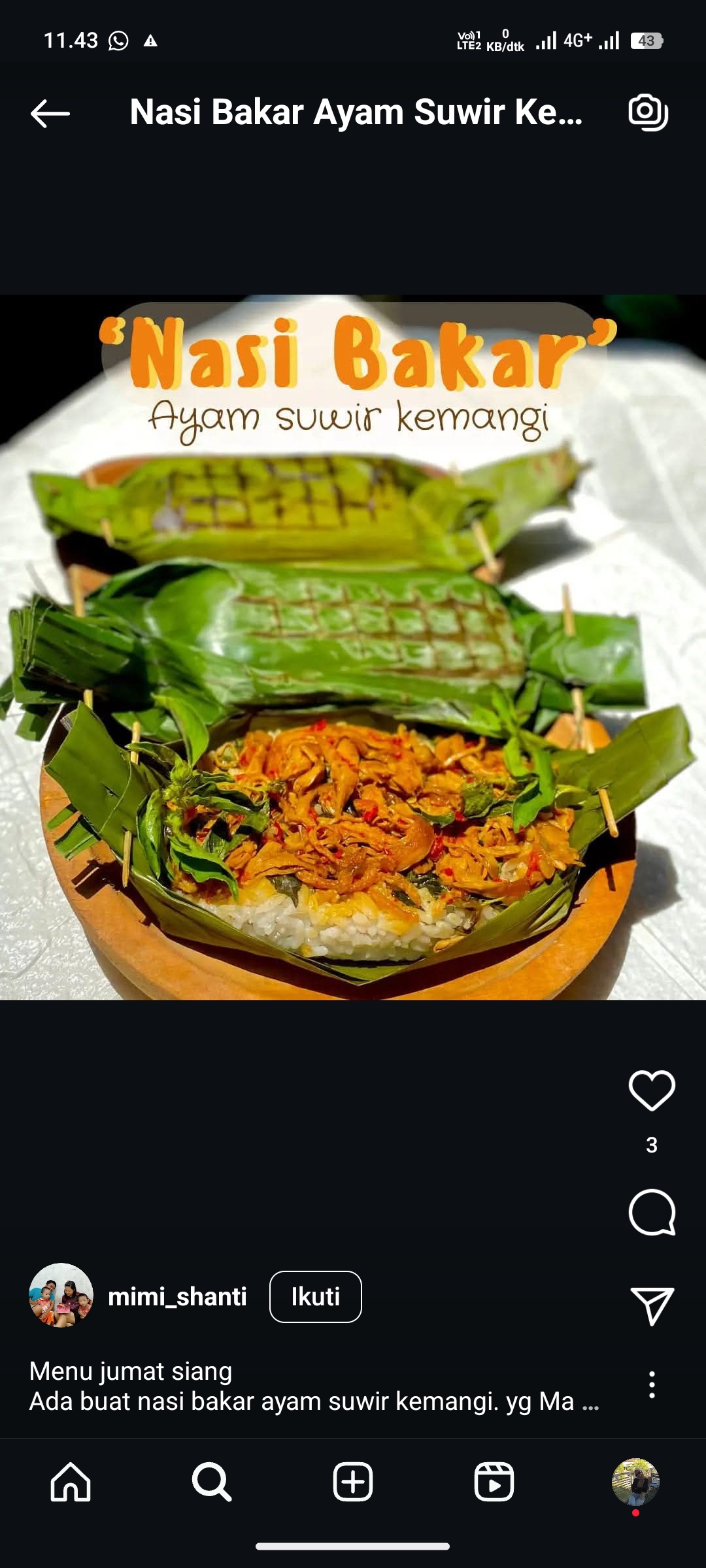 Nasi Bakar Ayam Suwir Kemangi