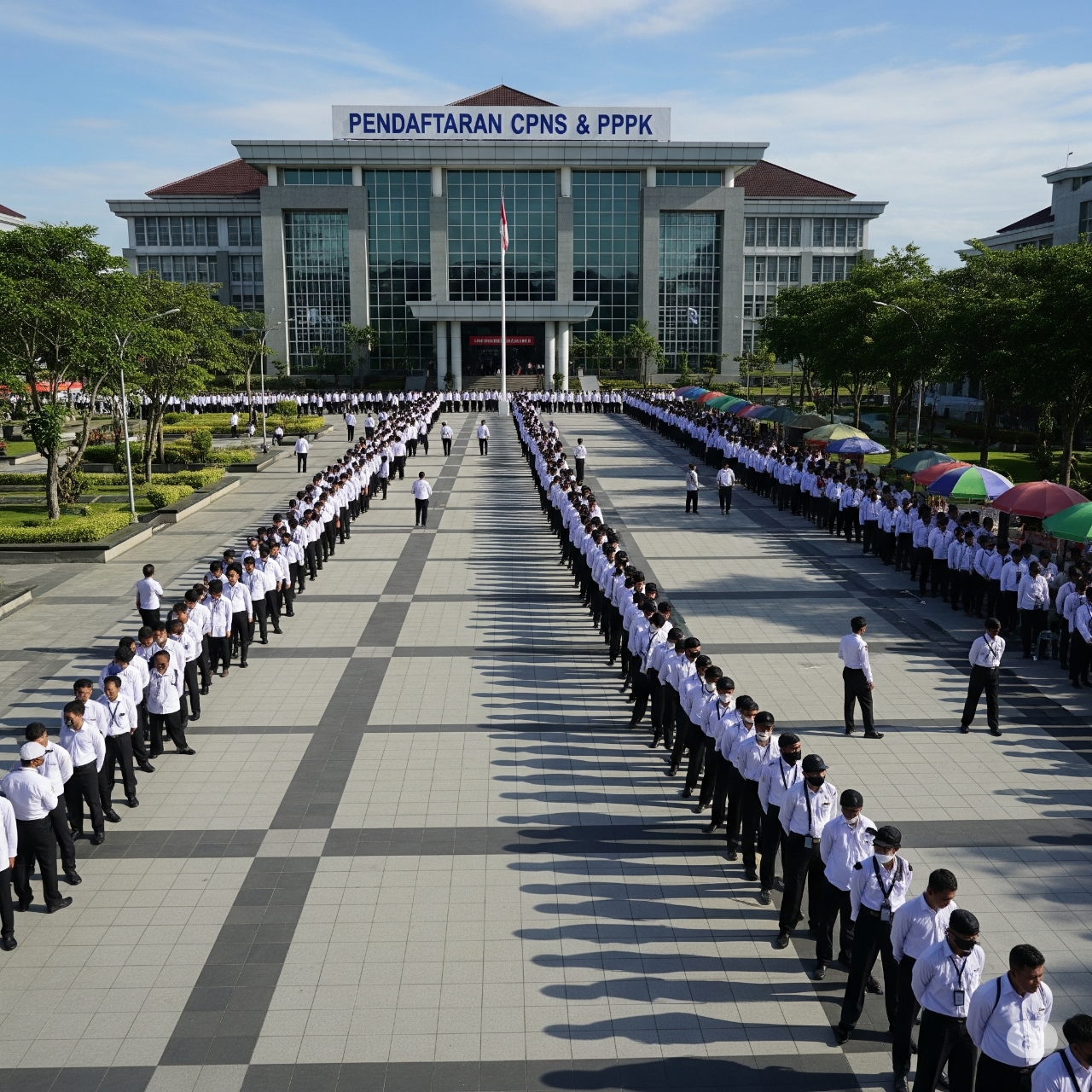 Antrean panjang pendaftaran PPPK dan CPNS 2025.
