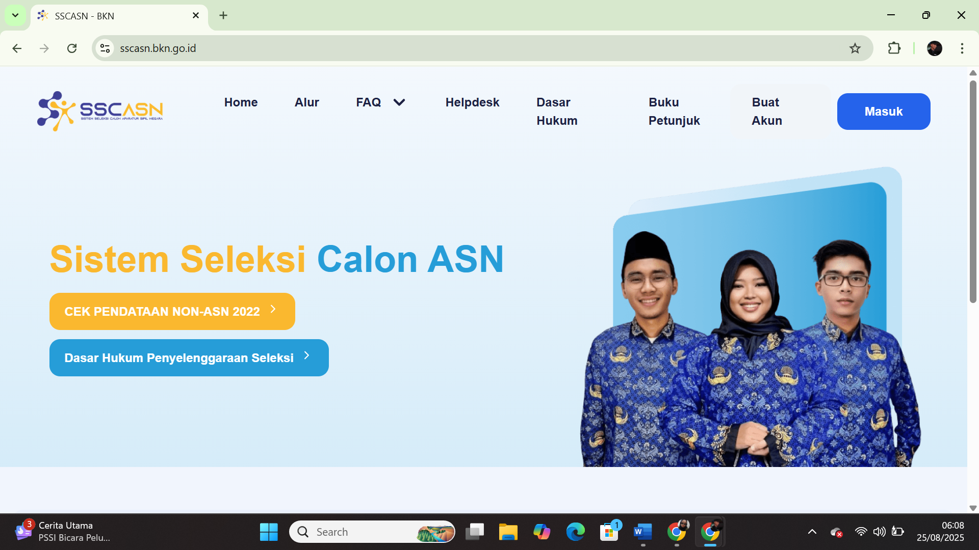 Screensot website resmi sscasn yang sudah mulai bisa diakses