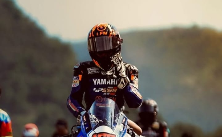 PUTRA DAERAH: Robby Sakera menunggangi kuda besinya di sebelum tampil dalam kejuaraan balap ARRC di Sirkuit Motegi Jepang, Sabtu (12/7)