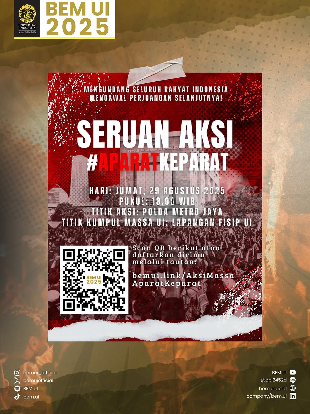 Poster resmi seruan Aksi BEM UI