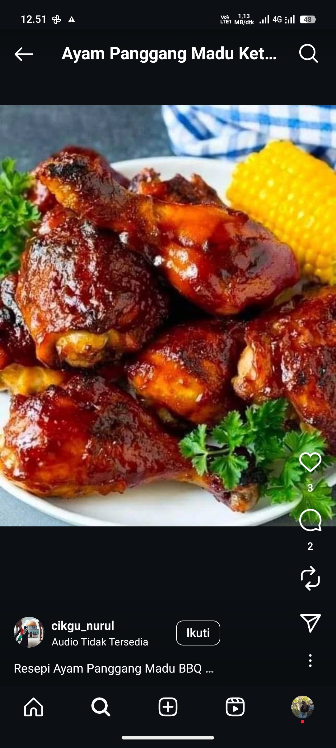 Ayam Panggang Madu Ketumbar
