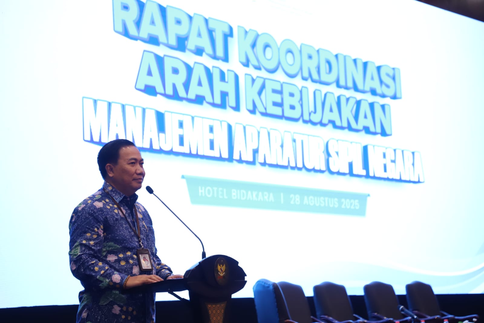 Deputi Bidang SDM Aparatur Kementerian PANRB Aba Subagja pada acara Rapat Koordinasi Arah Kebijakan Manajemen ASN, di Jakarta, Kamis (28/8/2025).