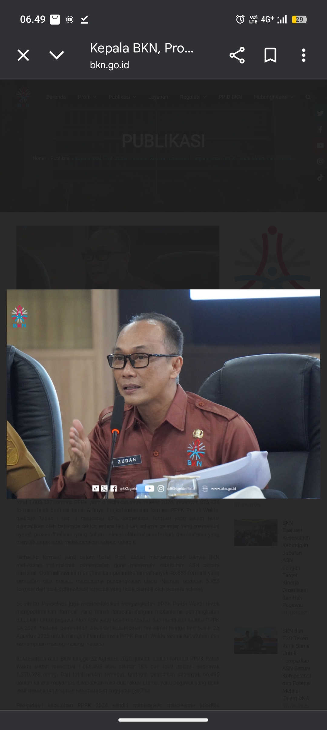 Prof. Zudan saat menyampaikan instruksi penyelesaian pengusulan formasi PPPK Paruh Waktu