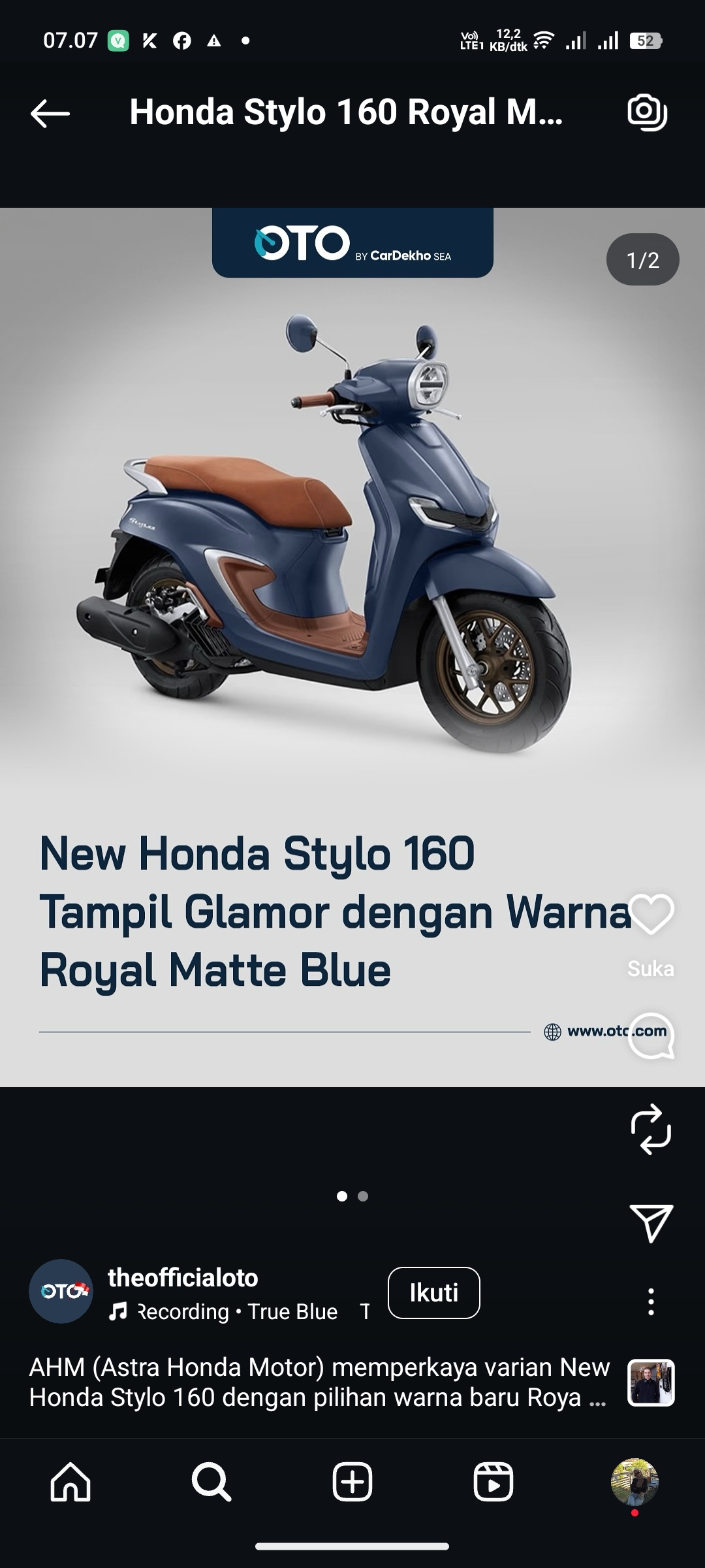 Honda Stylo 160 Royal Matte Blue