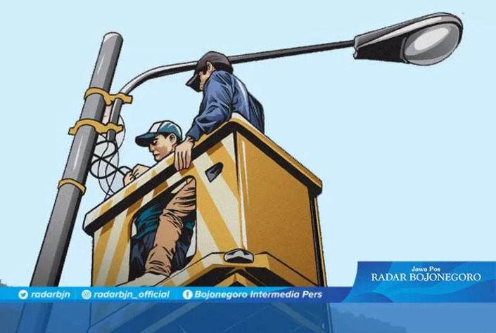 Proyek Penerangan Jalan Umum Dishub Sampang. (ILUSTRASI: RADAR BOJONEGORO)