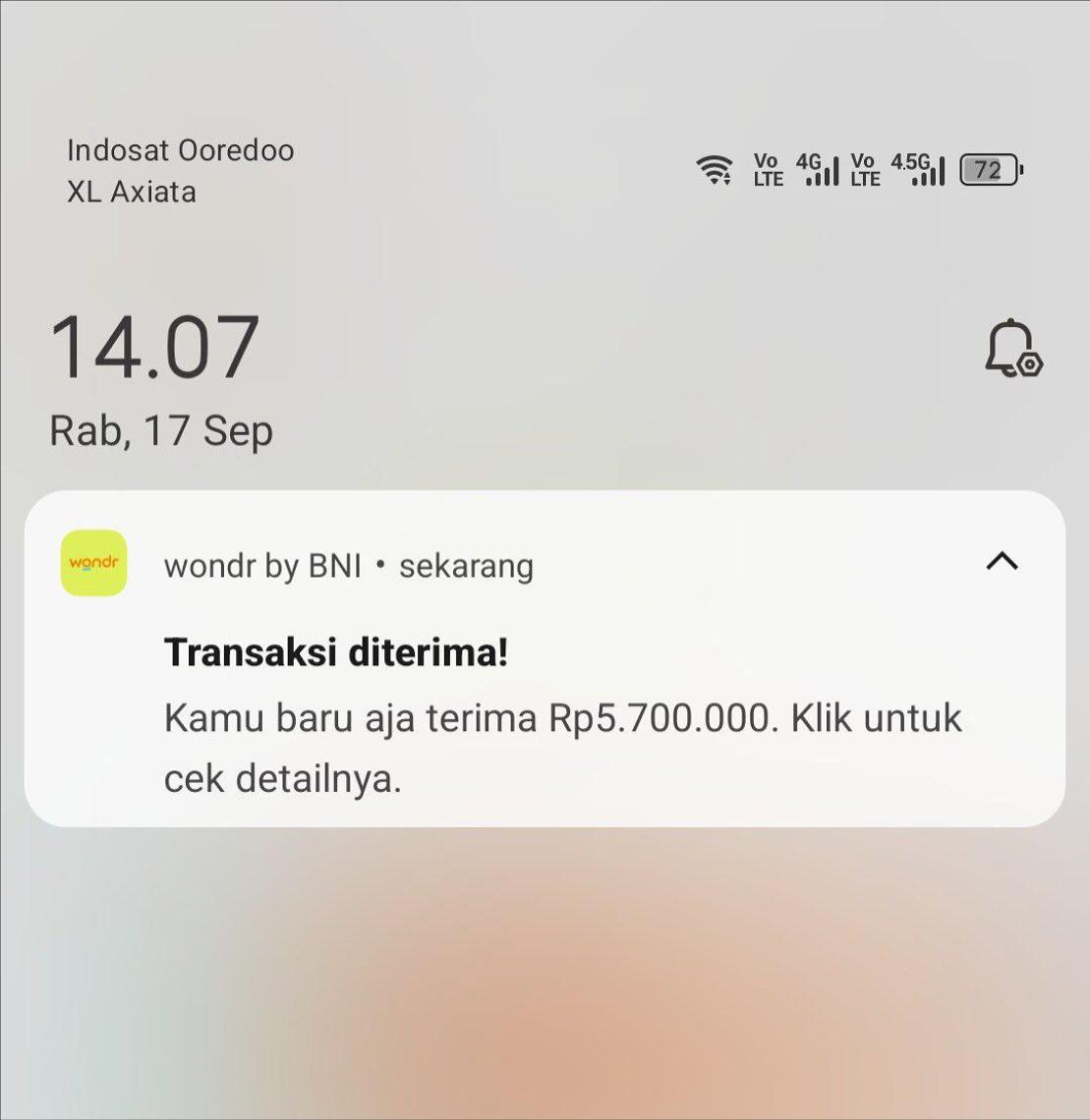 Notifikasi pencairan KIP Kuliah yang sudah masuk rekening