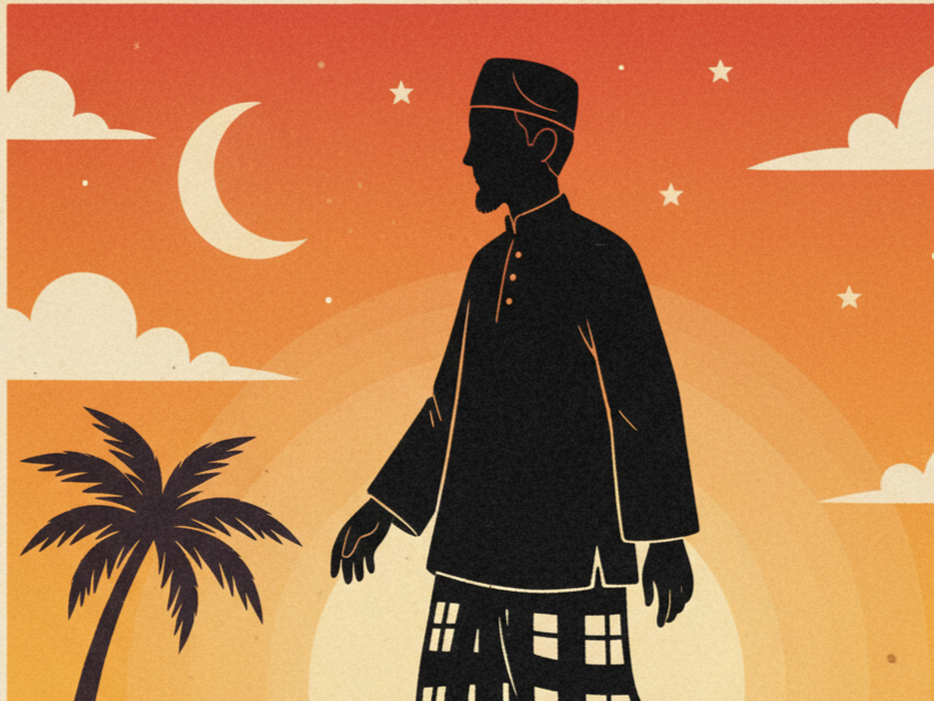 Ilustrasi siluet kartun muslim