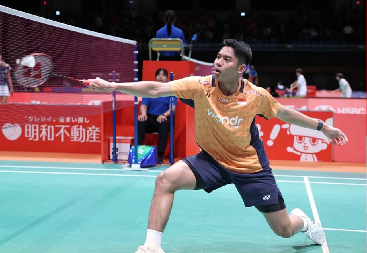 POTENSIAL: Ubaid bertanding melawan atlet asal Jepang kejuaraan Kumamoto Masters Japan di Jepang, Selasa (11/11).
