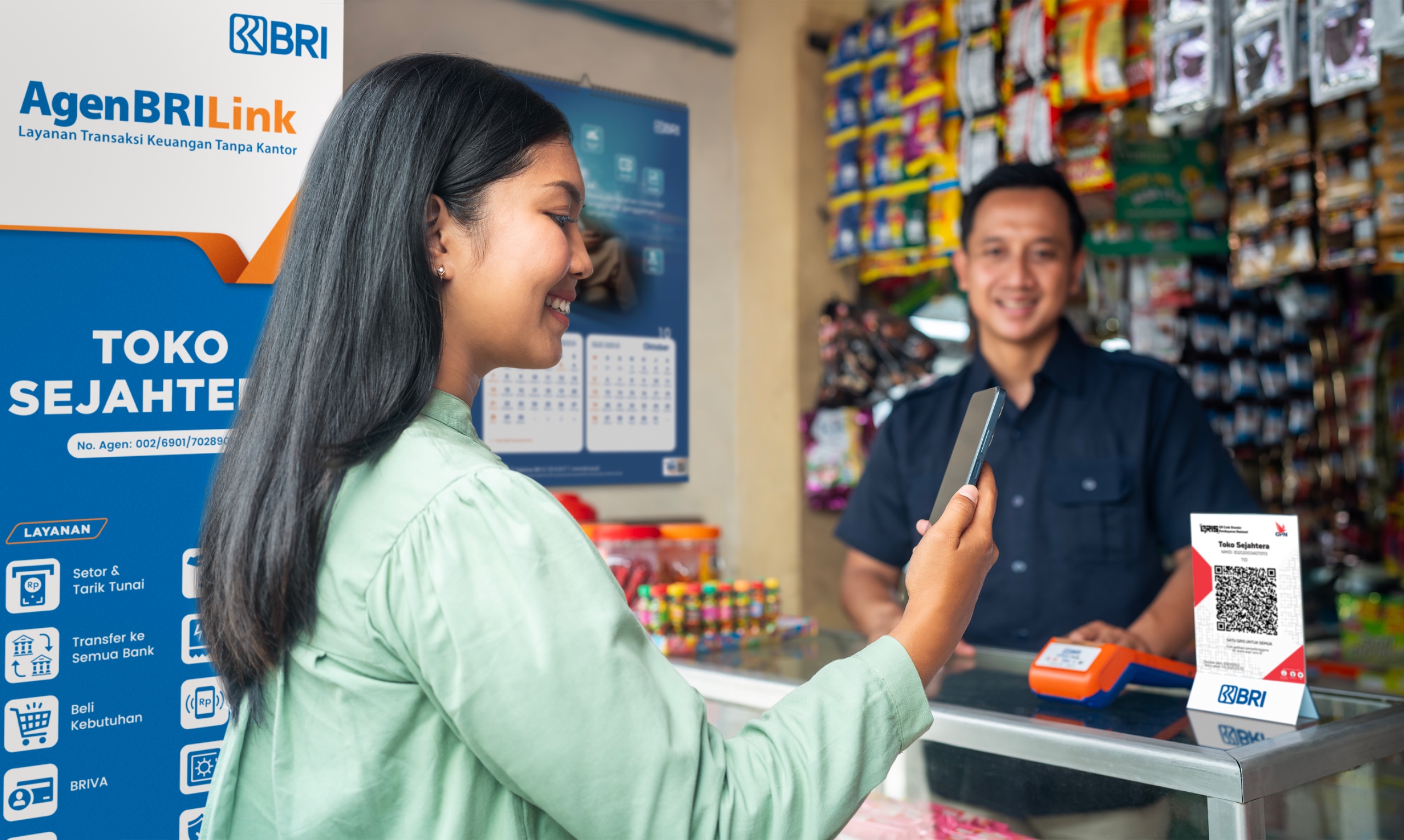 BRI memiliki sekitar 1,2 juta AgenBRILink yang tersebar di seluruh Indonesia.