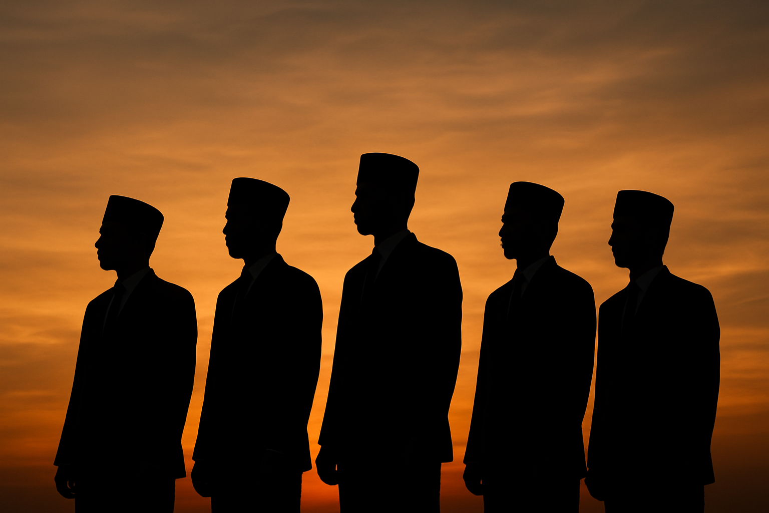 Siluet orang pakai peci