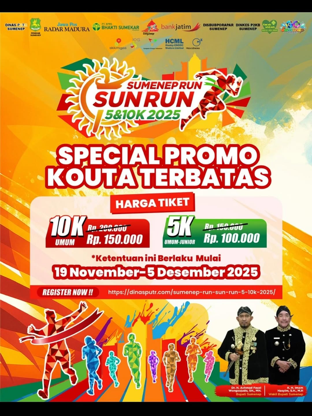 AYO RAMAIKAN: Tiket Sumenep Run Sun Run didiskon hingga awal Desember 2025.