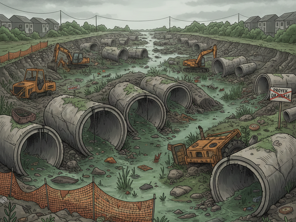 Ilustrasi proyek drainase yang gagal