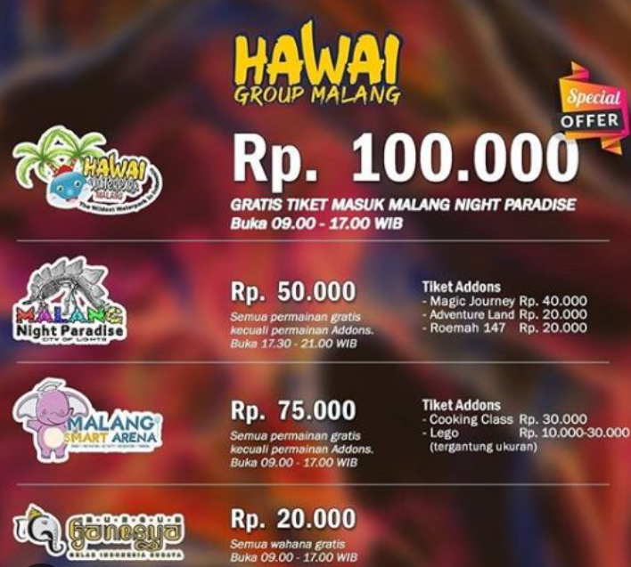 Harga tiket hawai waterpark malang