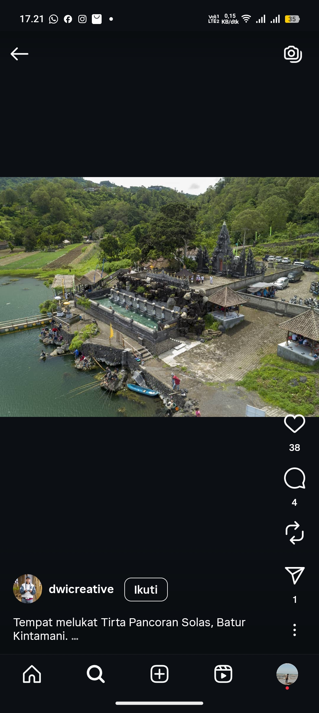 Salah satu destinasi wisata religi di Bali