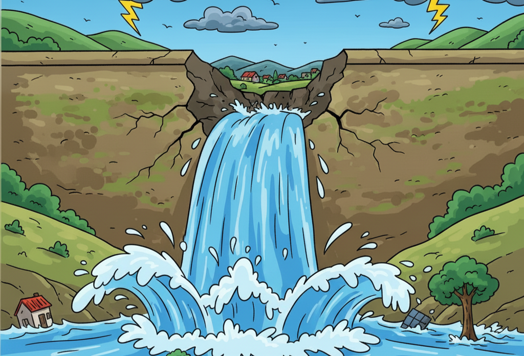 Ilustrasi tanggul jebol