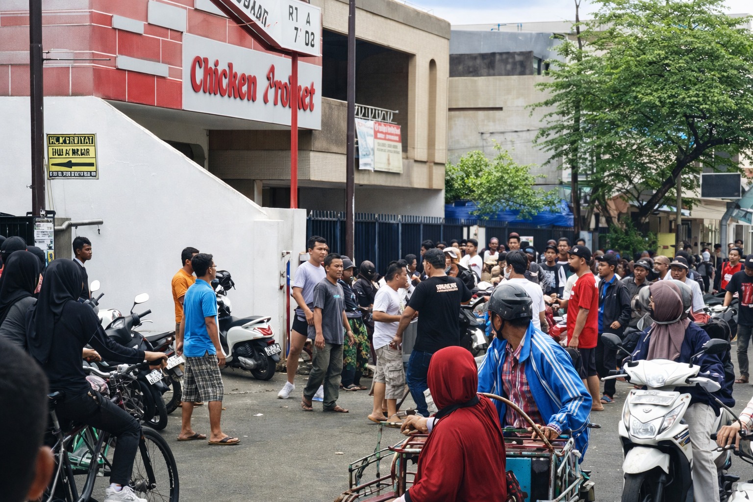 ADU JOTOS: Sekelompok orang bentrok di Alun-Alun Bangkalan Minngu (4/1). (TANGKAP LAYAR)