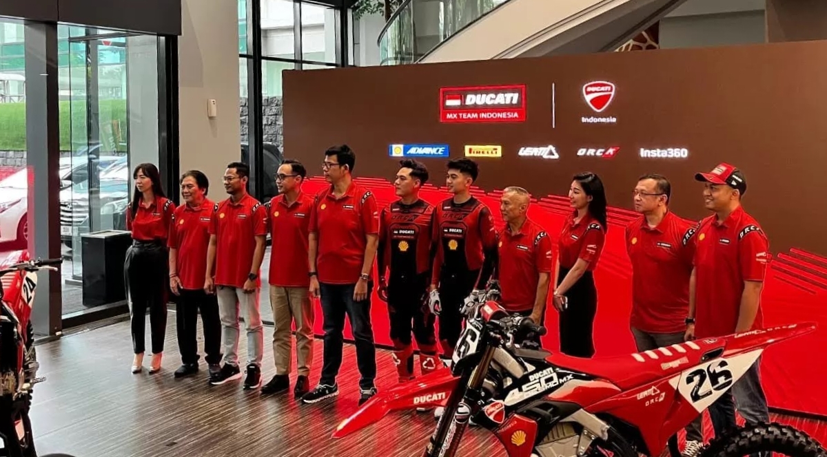 Ducati MX Team Indonesia resmi diperkenalkan kepada publik hari ini, Selasa (20/1). (Nanda Prayoga/JawaPos.com)