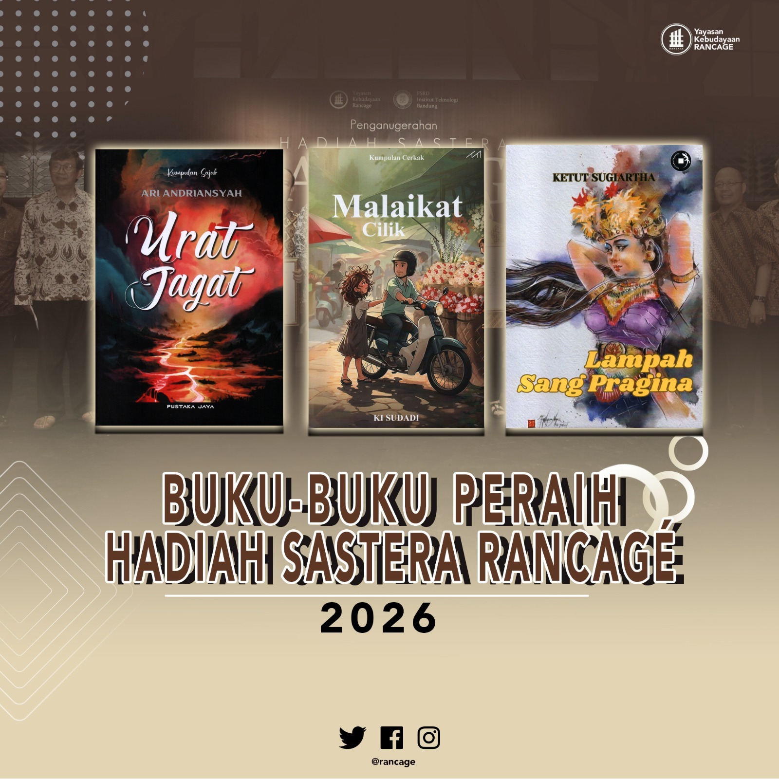 SASTRA BAHASA DAERAH: Buku-buku pemenang Hadiah Sastera Rancag&eacute; 2026.