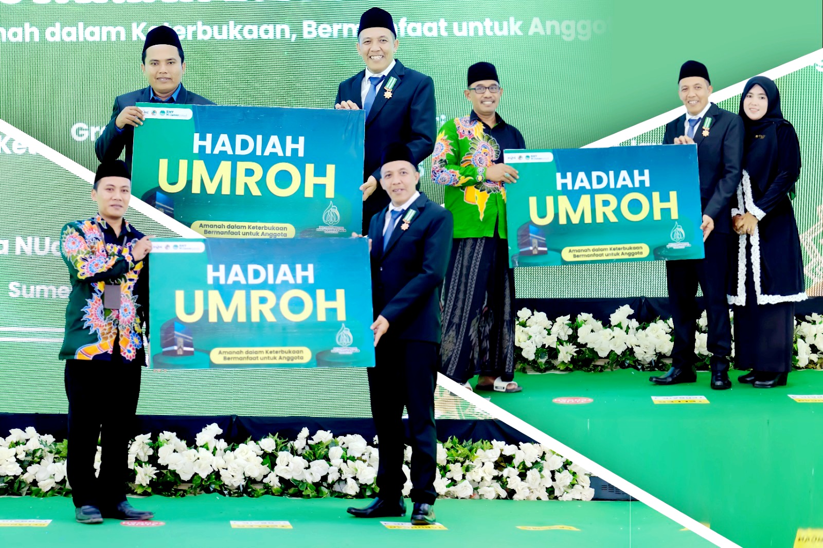 Penyerahan hadiah umrah kepada anggota dan pengelola. (BMT NU JATIM UNTUK JPRM)
