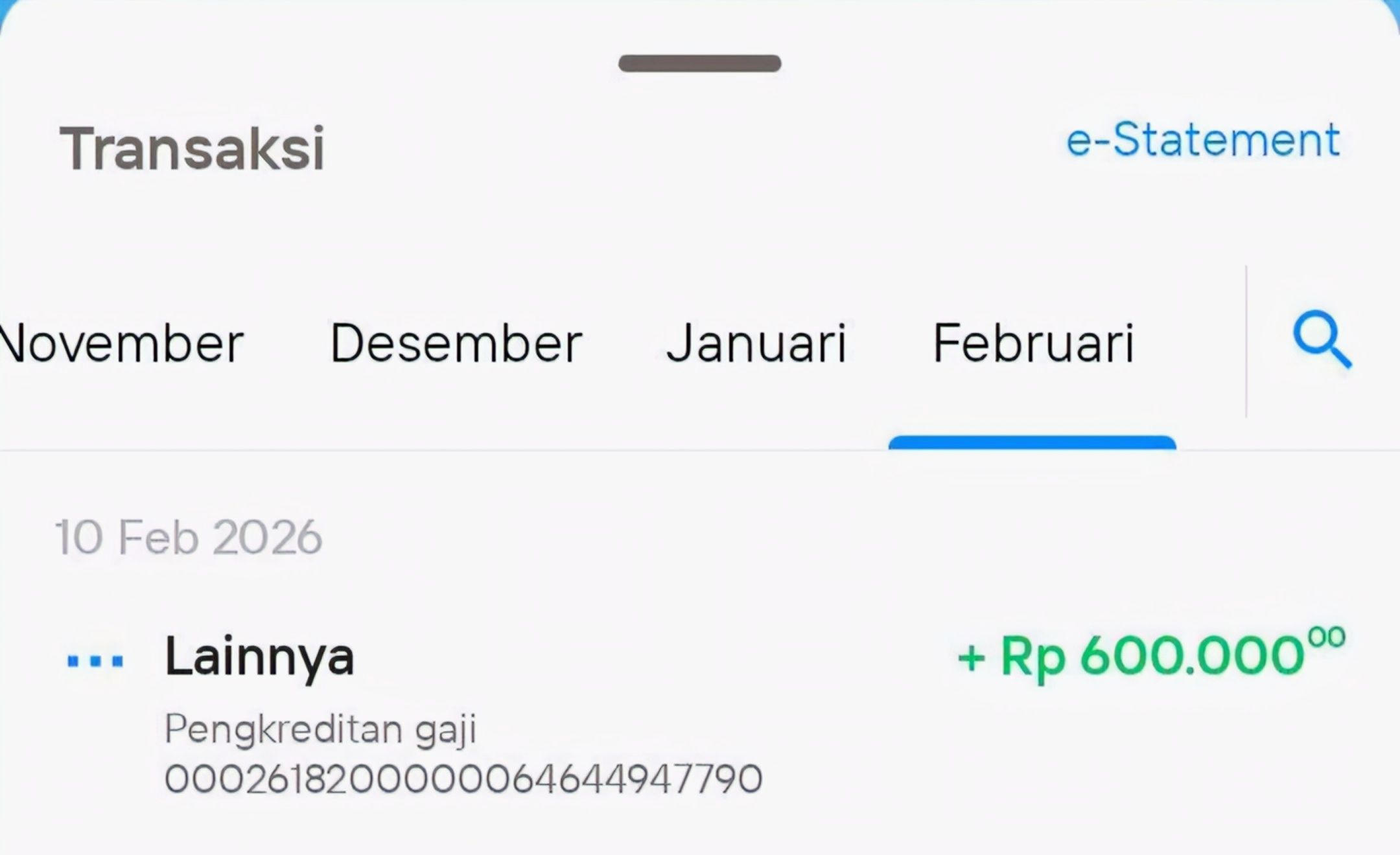 Tangkapan Layar Saldo BPNT masuk ke rekening KPM
