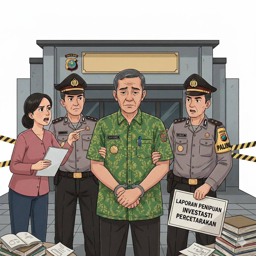 Ilustrasi seorang guru yang berurusan dengan polisi.