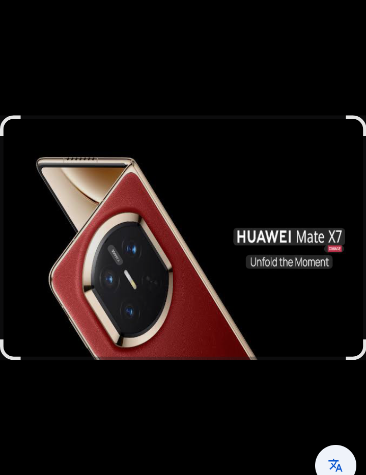 Layar pada Mate X7 menghadirkan warna tajam dan kontras seimbang.