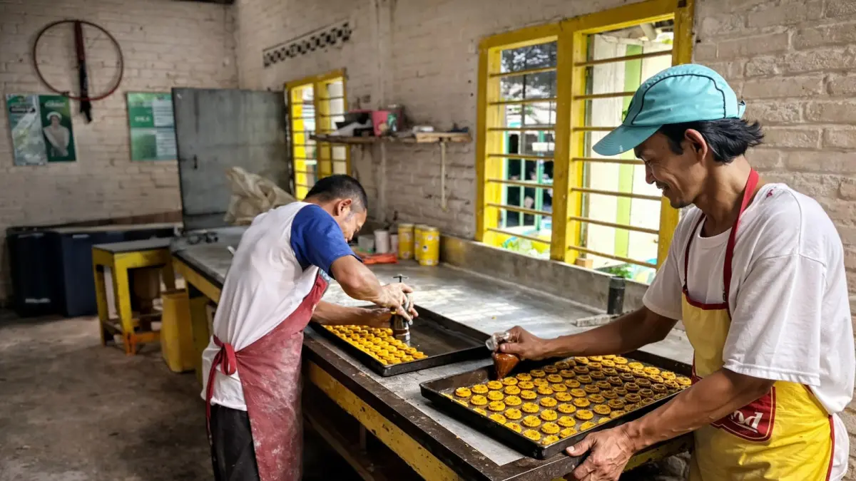 LEZAT: Yulianti Yusup mengembangkan usaha kue semprong dan kue kering di Lampung.