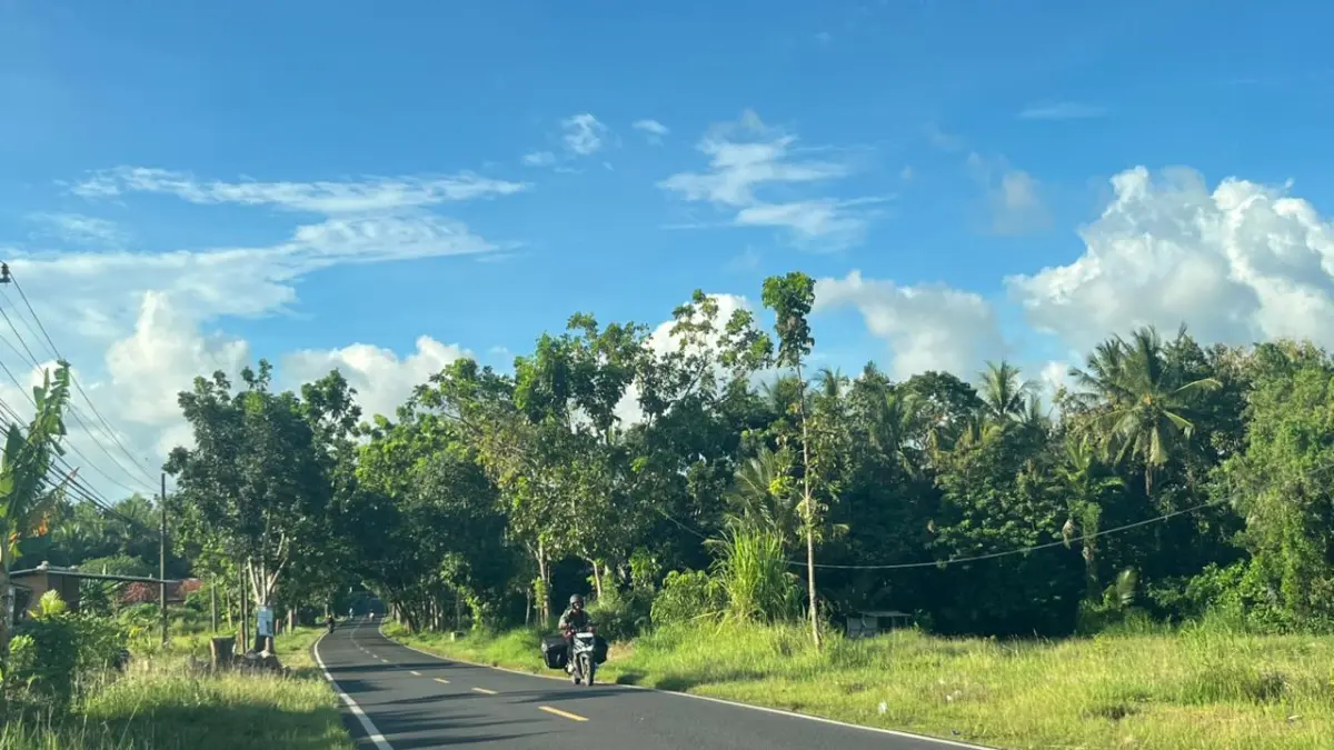 BERJEJER: Sejumlah tiang PJU oktagonal terpasang di sepanjang jalan Desa Kolor, Kecamatan Kota, Kamis (14/5).
