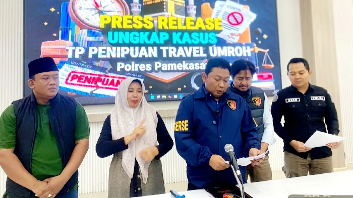 BERI KETERANGAN: Kasatreskrim Polres Pamekasan AKP Yoyok Hardianto memimpin konferensi pers Selasa (26/5). (FAHMI JALIL/JPRM)