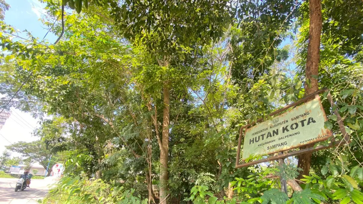 RIMBUN: Pengendara sepeda motor melintas di sekitar hutan kota di Kelurahan Dalpenang, Kecamatan Kota Sampang, Senin (25/5). (AYU LATIFAH/JPRM)