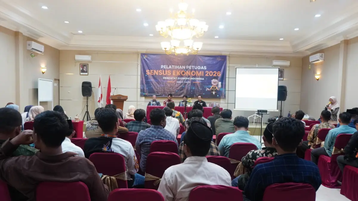BERJALAN LANCAR: Penutupan pelatihan petugas Sensus Ekonomi 2026 gelombang 4 di Hotel C1 Desa Kolor &nbsp;Kecamatan Kota, Sabtu (13/6).
