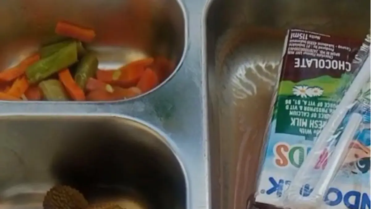 BERULAT: Menu MBG yang disajikan SPPG Yayasan Kemas alias Dapur Bejreh di SDN Buker 3, Kecamatan Jrengik, Senin (15/6).