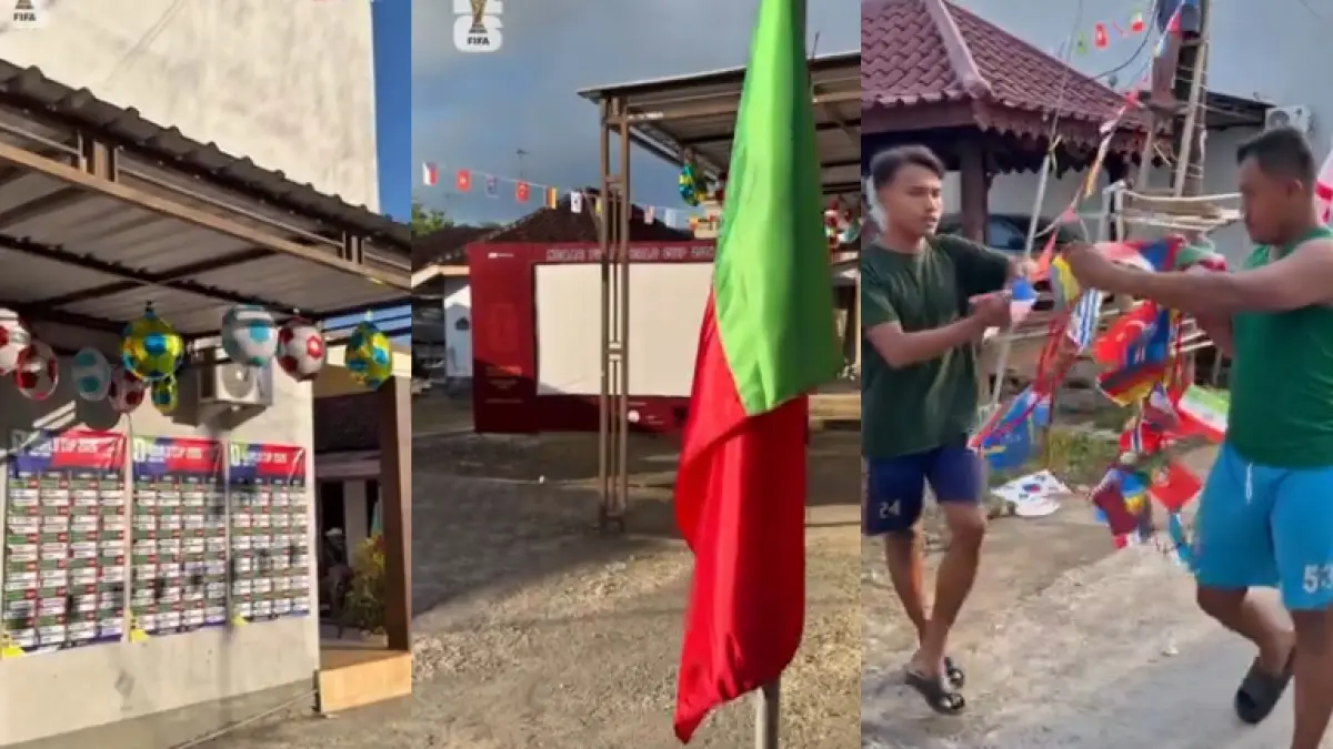 Suasana Meriah Desa Daleman di Kecamatan Kedungdung, Kabupaten Sampang menyambut Piala Dunia 2026.