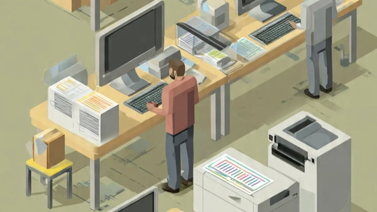Ilustrasi Pengadaan Komputer dan Printer Dibantu Meta AI