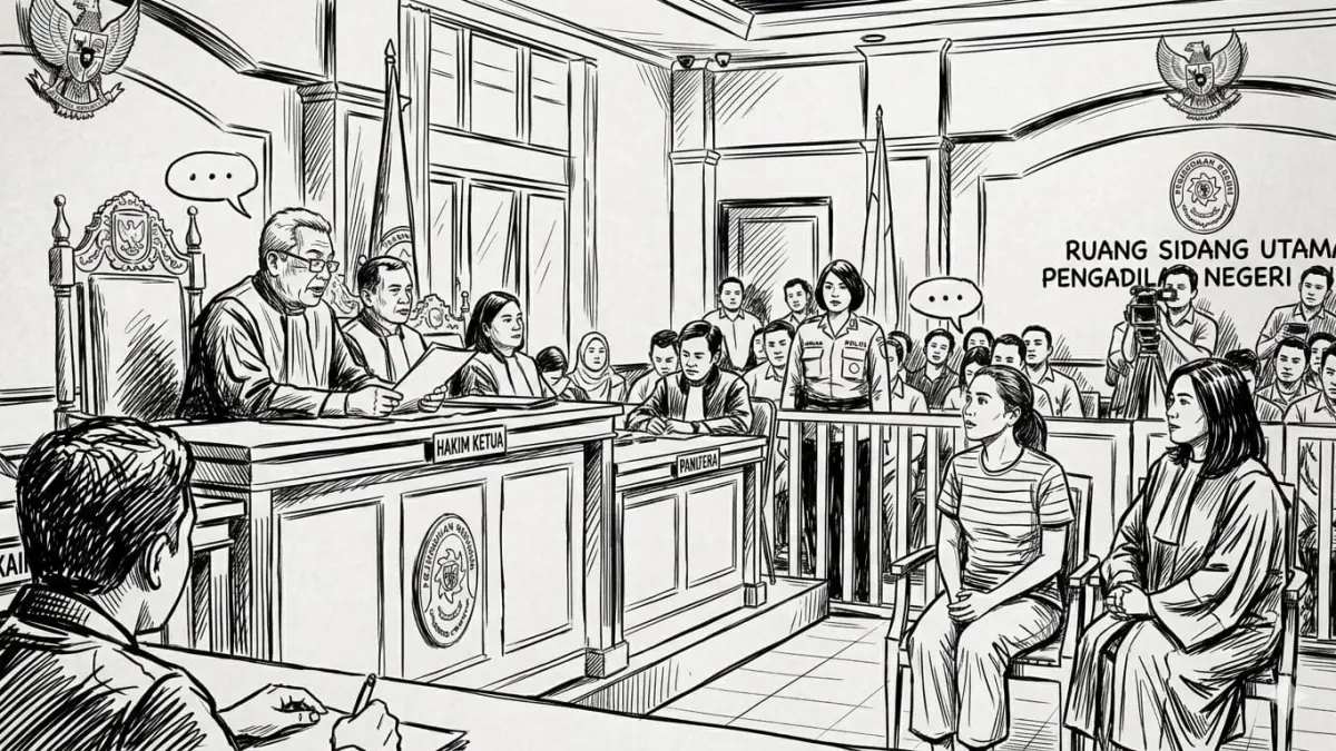 Ilustrasi ruang sidang di pengadilan 
