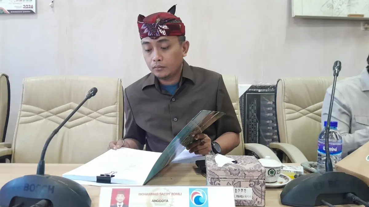 KOMITMEN: Ketua Pansus Raperda SOTK DPRD Pamekasan, Mohammad Saedy Romli saat ditemui di ruang kerjanya, Selasa (7/7).