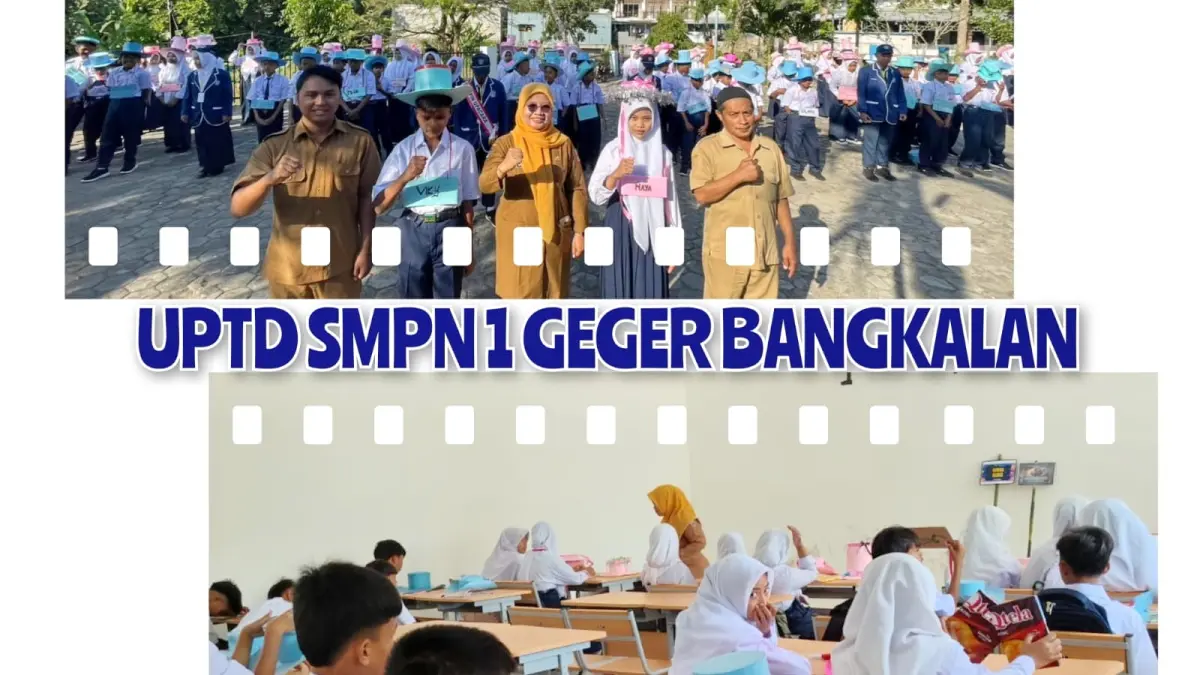 ANTUSIAS: Galeri kegiatan MPLS hari pertama yang digelar di SMPN 1 Geger, Senin (13/7).