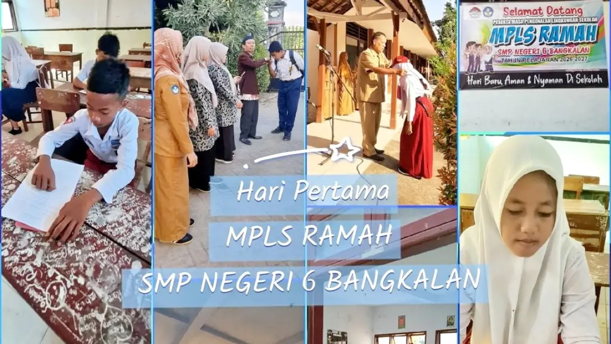 GENERASI EMAS: Galeri kegiatan MPLS di UPTD SMPN 6 Bangkalan, Senin (13/7).