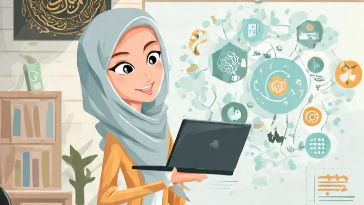 Ilustrasi guru madrasah melek digital. (Dibantu Meta AI)