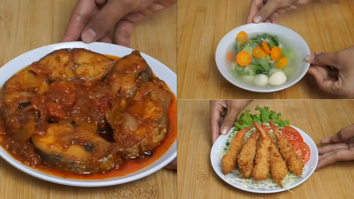 Resep Tenggiri Pedas Manis, Sup Oyong Telur Puyuh, dan Ebi Furai/Sumber: Kanal YouTube fluffy kasih