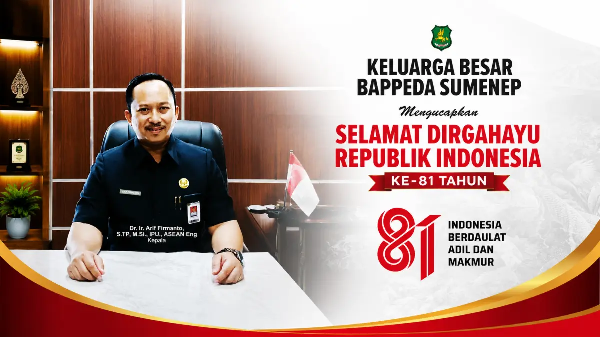 Pamflet ucapan HUT ke-81 RI dari Keluarga besar Bappeda Sumenep