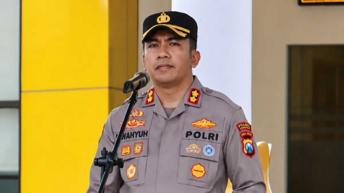 TEGAS: Kapolres Pamekasan AKBP Wahyu Hidayat saat sertijab di Mapolres Pamekasan, Jumat (31/7).