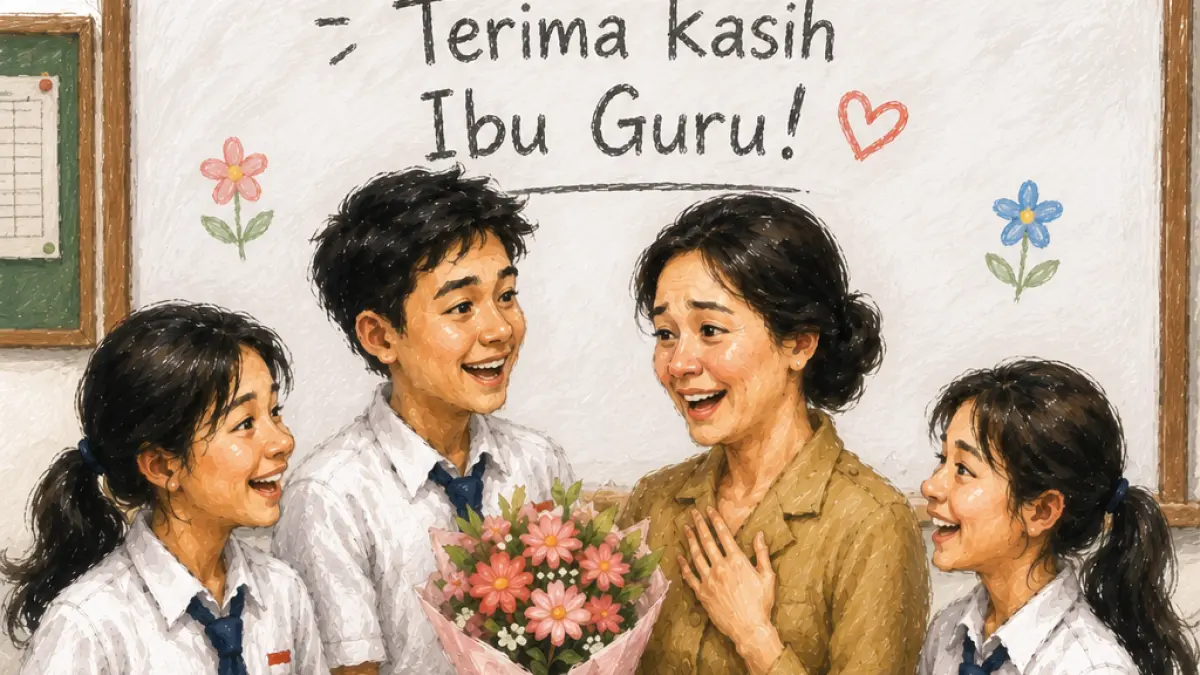 Ilustrasi Cerpen Kejutan untuk Guru