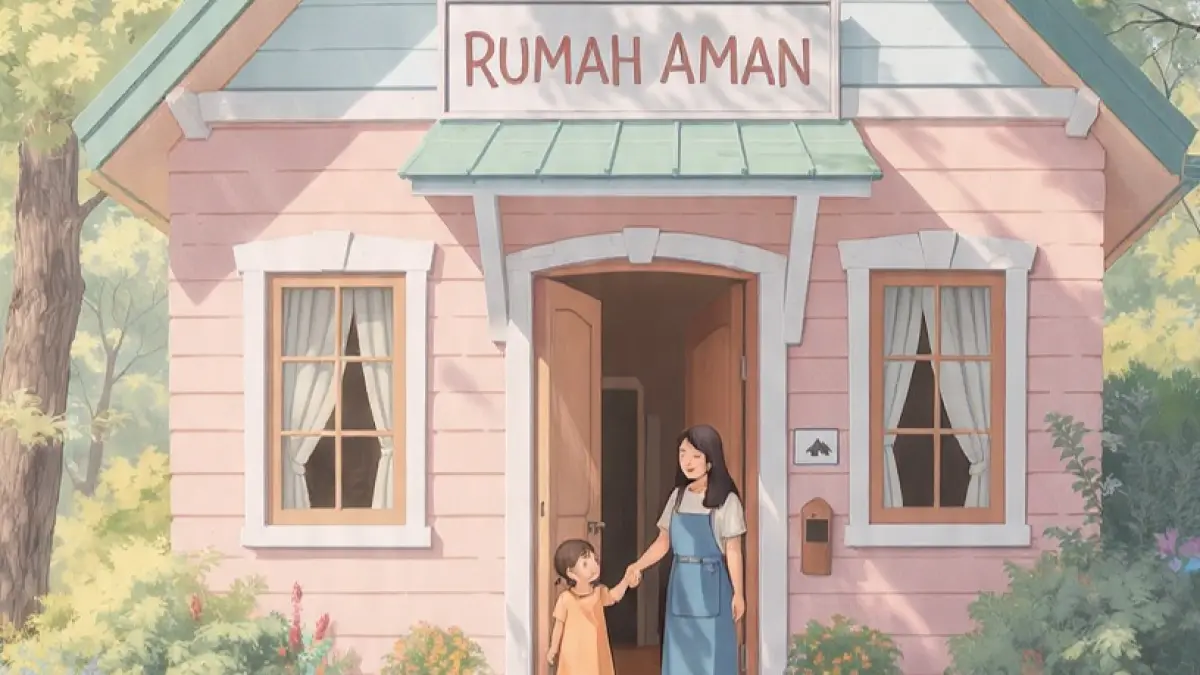 Ilustrasi Rumah Aman, layanan perlindungan bagi perempuan dan anak. (Dibantu Meta AI)