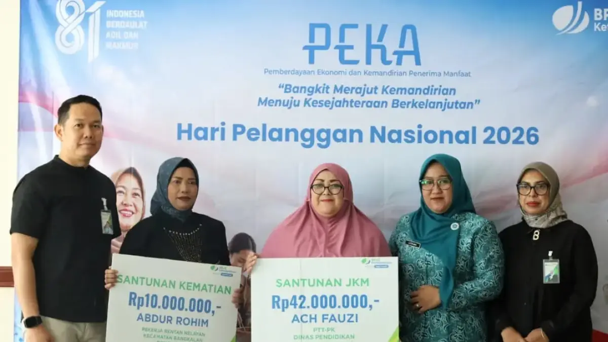 SANTUNAN: BPJS Ketenagakerjaan Bangkalan menyalurkan santunan kematian dan JKM kepada warga Bangkalan.