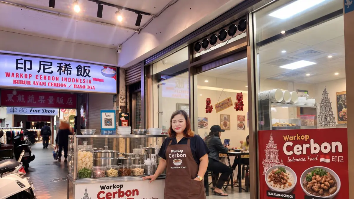 JADI PENGUSAHA: Mantan PMI berjualan bubur Cerbon di Taiwan.